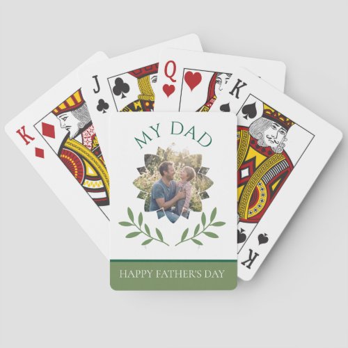 Elegant Emerald Ivy Father's Day Custom Photo Poker Cards
