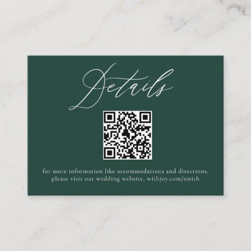 Elegant Emerald Modern Typography Details  Enclosure Card