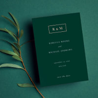 Elegant Emerald Monogram Wedding Save Date 