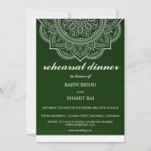 Elegant Emerald Paisley Indian Rehearsal Dinner