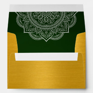Elegant Emerald Paisley Indian Wedding Invitation Envelope