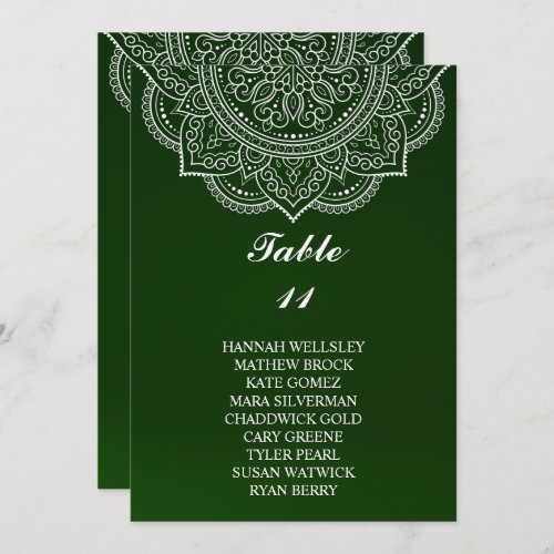 Elegant Emerald Paisley Wedding Seating Chart Invitation
