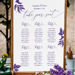 Elegant Emerald Purple Wedding Seating Chart Foam Board