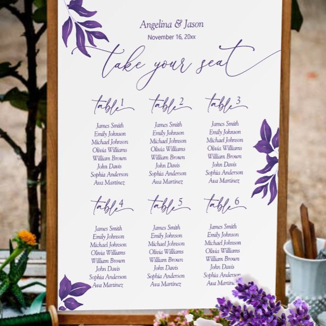 Elegant Emerald Purple Wedding Seating Chart Foam Board (Creator Uploaded)