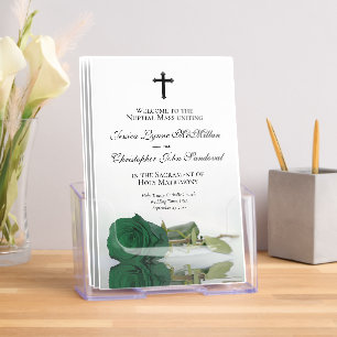 Elegant Emerald Rose Posh Catholic Wedding Program Brochure