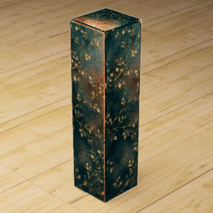 Elegant Emerald & Rust Gold Botanical Wedding Favo Wine Box