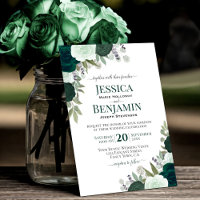 Elegant Emerald & Sage Green Roses Boho Wedding