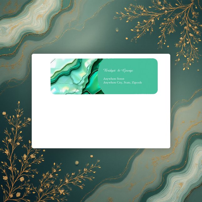 Elegant Emerald Teal Marble Watercolor Wedding Label (Creator Uploaded)