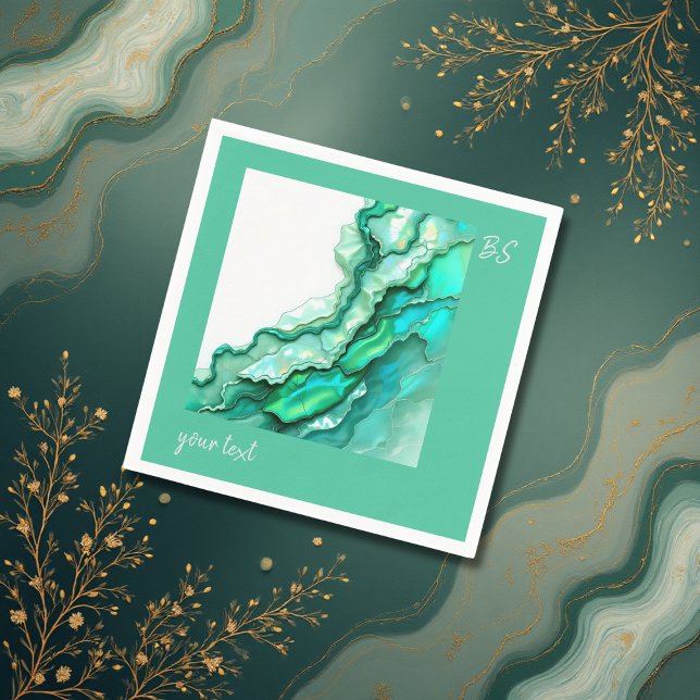 Elegant Emerald Teal Marble Watercolor Wedding Napkins (Creator Uploaded)