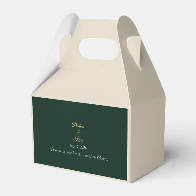 Elegant Emerald Wedding Favor Boxes (Front Side)