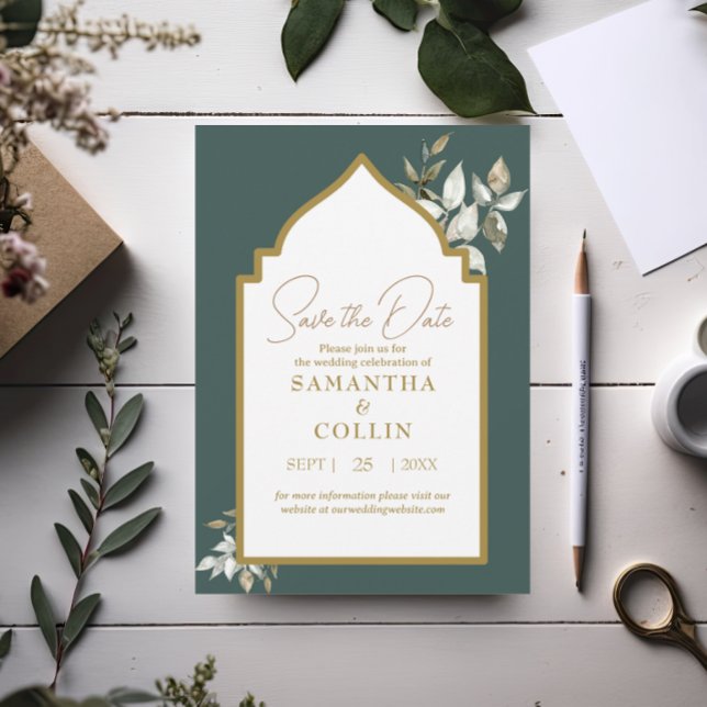 Elegant Emerald Wedding Save the Date Invitation (Creator Uploaded)