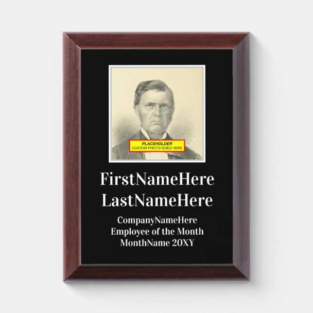 Elegant Employee of the Month (with Portrait) Award Plaque (Vertical)