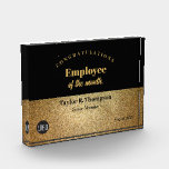 Elegant Employee of the Year Company logo Gold Acrylic Award<br><div class="desc">Introducing our "Employee of the Month of Service Custom Logo Acrylic Block" – a prestigious and personalized way to recognize outstanding achievements in your workplace. This acrylic block features a customizable design with your company's logo, adding a touch of professionalism to your recognition program. Customize every detail to make this...</div>