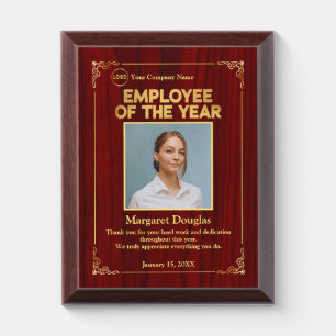 Elegant Employee of the Year Custom Photo Award Plaque