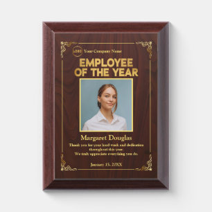 Elegant Employee of the Year Custom Photo Award Plaque