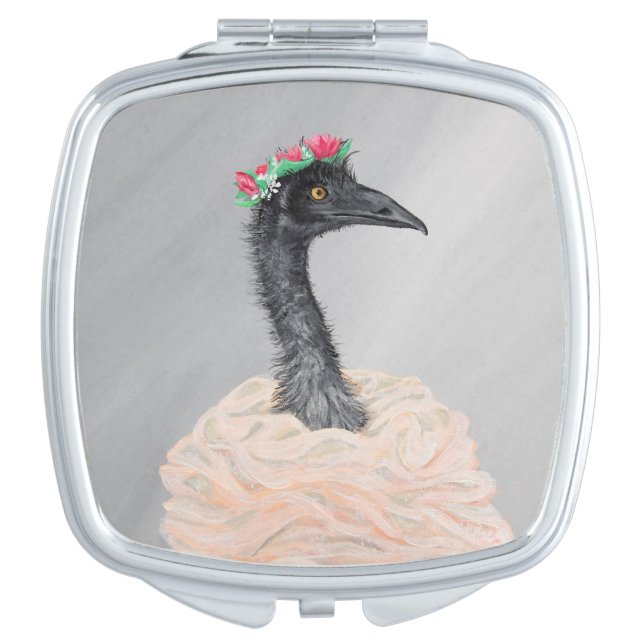 Elegant Emu Compact Mirror (Front)