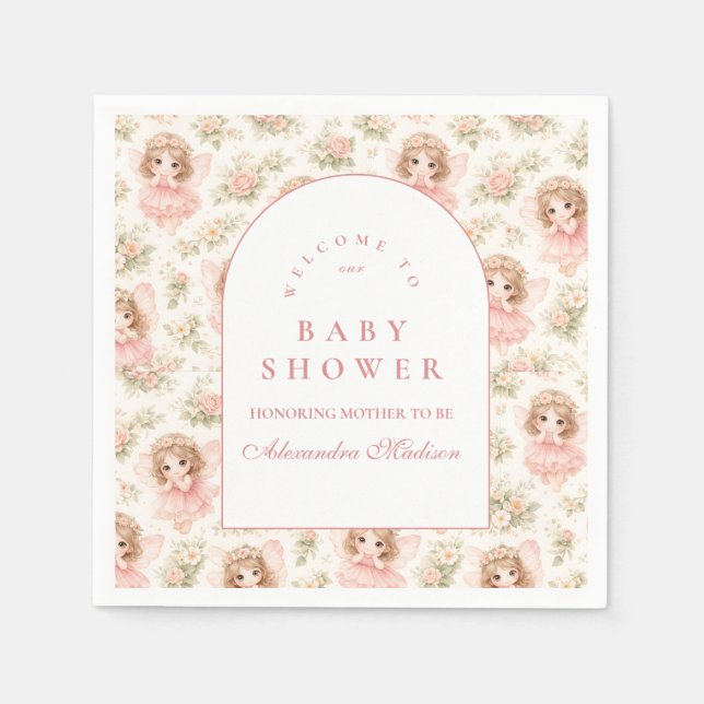 Elegant Enchanted Fairy Baby Shower Napkins (Front)