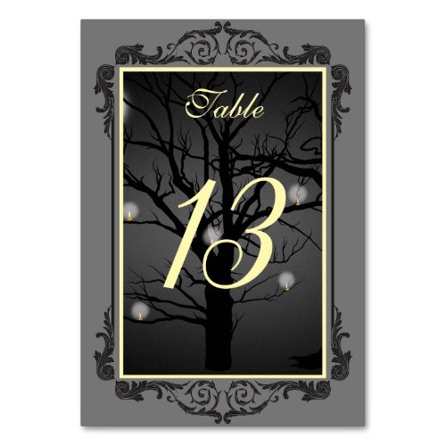 Elegant Enchanted Forest Gothic Flourish Frame Table Number