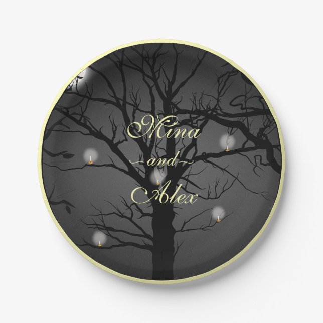 Elegant Enchanted Forest Gothic  Paper Plates (Front)