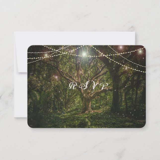 Elegant, Enchanted Forest, Woodland Wedding RSVP Card (Front)