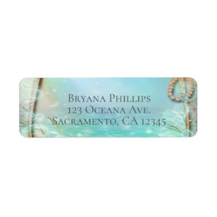 Elegant Enchanted Sea Pearls Beachy Beach Summer Label