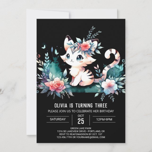 Elegant Enchanted Tiger Birthday Invitation (Front)