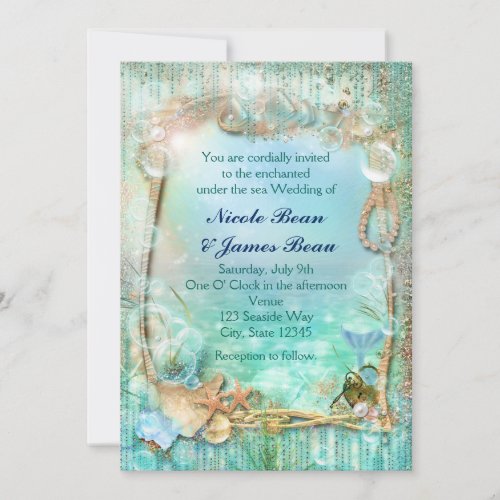 Elegant Enchanted Under The Sea Beach Invitations