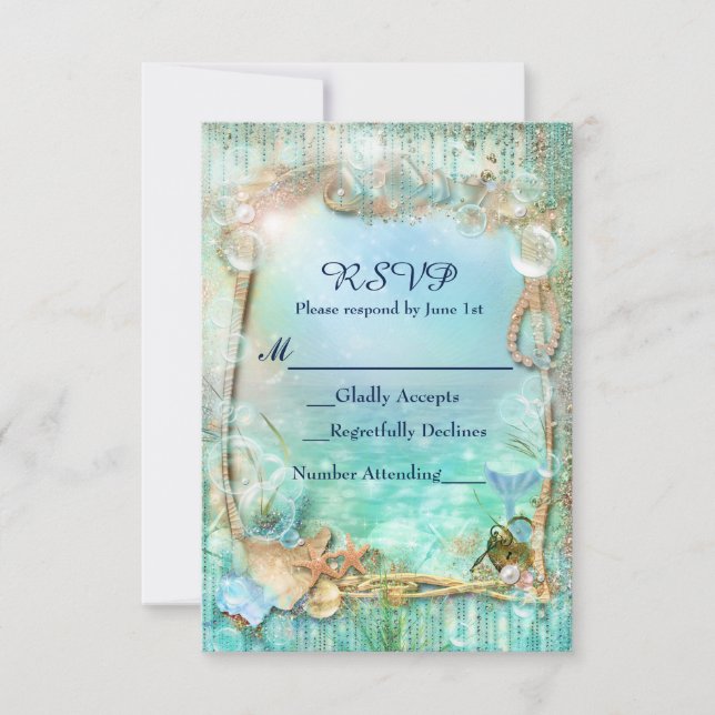 Elegant Enchanted Under The Sea Beach RSVP Card (Front)