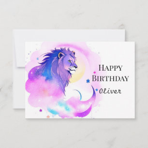 Elegant Enchanted Whimsical Lion Birthday Card