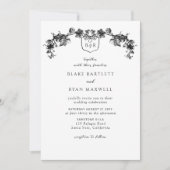 Elegant Enchanting Black Garlands Monogram Wedding Invitation (Front)
