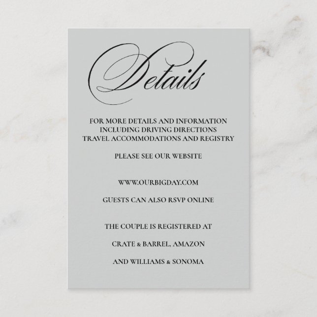 Elegant Enclosure Card Details (Front)