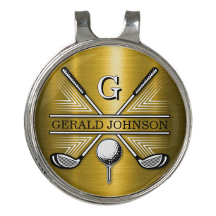 Elegant Energetic Golf Monogram Design Hat Clip