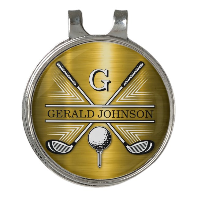 Elegant Energetic Golf Monogram Design Hat Clip (Front)