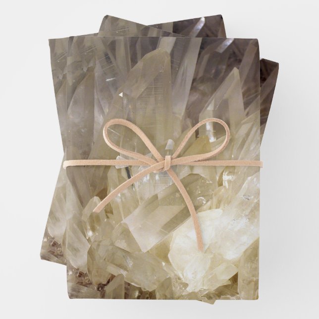 Elegant Energy Graphic Clear Quartz Wrapping Paper Sheets (In situ)
