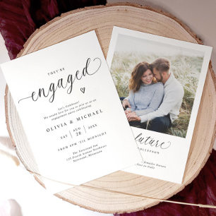 Elegant Engaged Modern Script Engagement Party Invitation