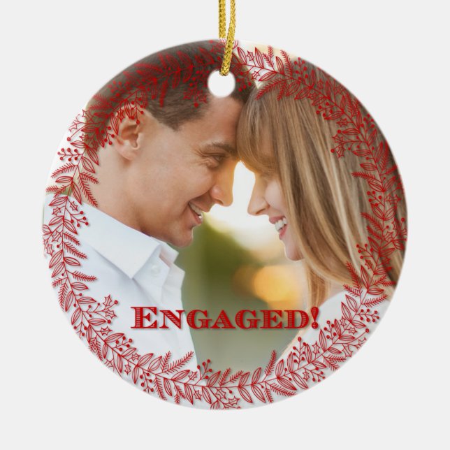 Elegant Engaged Photo Ornament (Front)