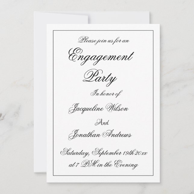 Elegant Engagement Names Engagement Party Invite (Front)