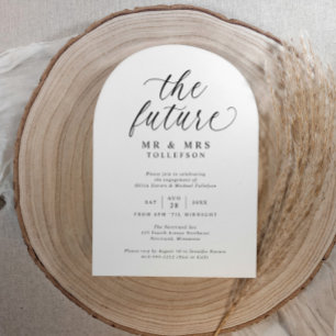 Elegant Engagement Party Black and White Invitation