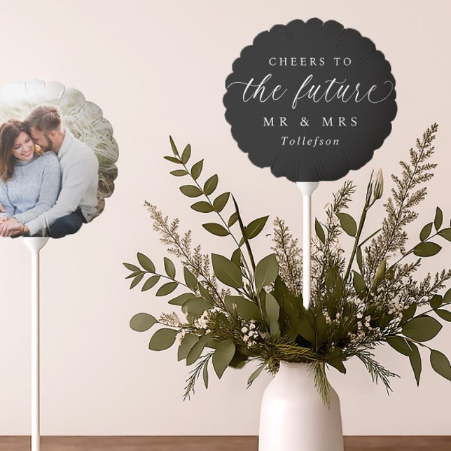 Elegant Engagement Party Black & White Script Balloon (Elegant engagement party decorations - Cheers to the future mr & mrs balloons - Black & White Script)
