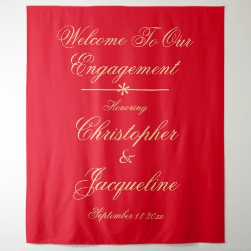 Elegant Engagement Party Chic Red  Gold Backdrop 