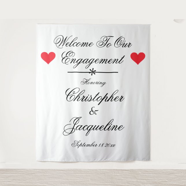Elegant Engagement Party Custom Name Chic Backdrop (Front)