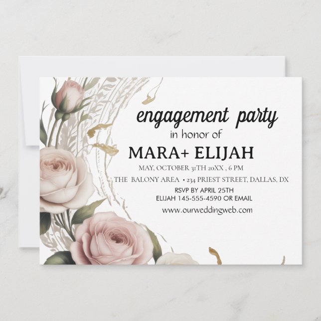 Elegant engagement  party invitation (Front)
