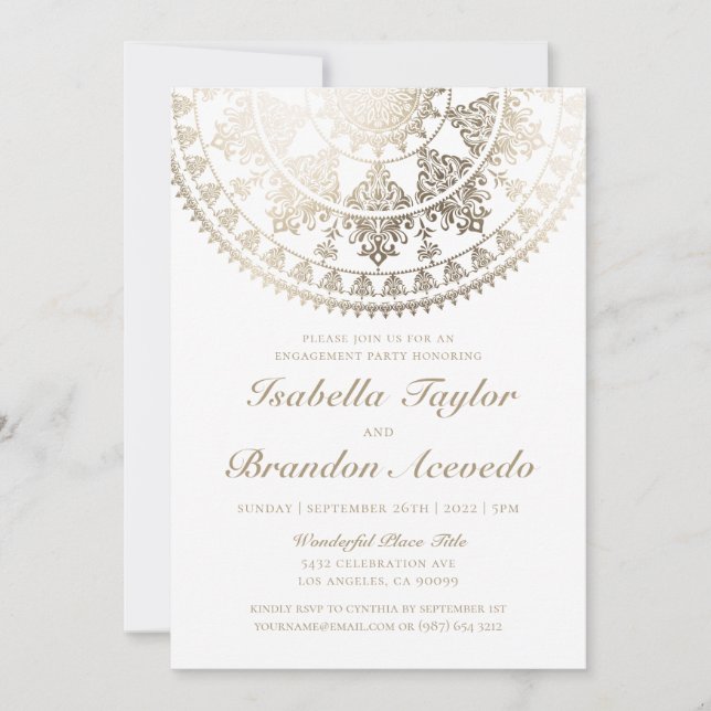 Elegant Engagement Party Invitations Gold Foil (Front)
