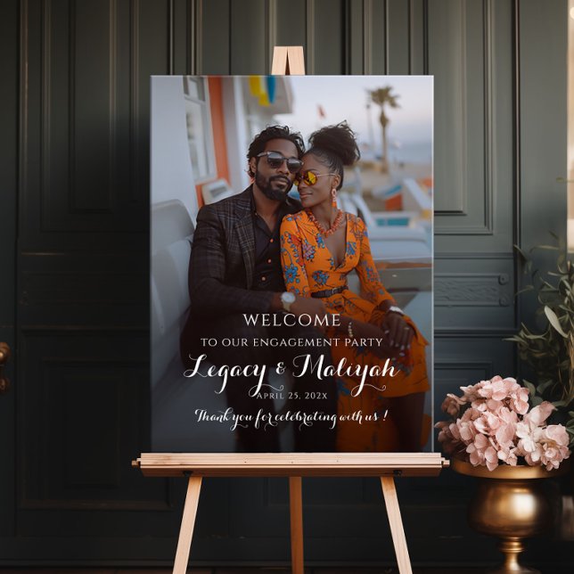 Elegant engagement party photo welcome poster (Creator Uploaded)