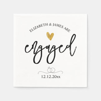 Elegant Engagement Party Script Lettering  Napkins