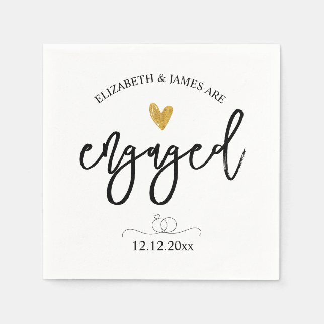 Elegant Engagement Party Script Lettering  Napkins (Front)