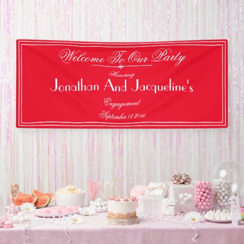 Elegant Engagement Party Script Names Chic Welcome Banner