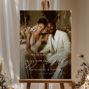 Elegant engagement party welcome photo  poster