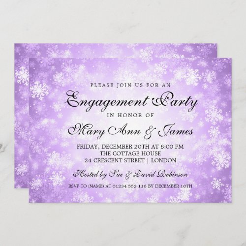 Elegant Engagement Party Winter Wonderland Purple Invitation