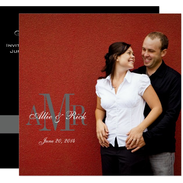 Elegant Engagement Photo Wedding Invitations Back